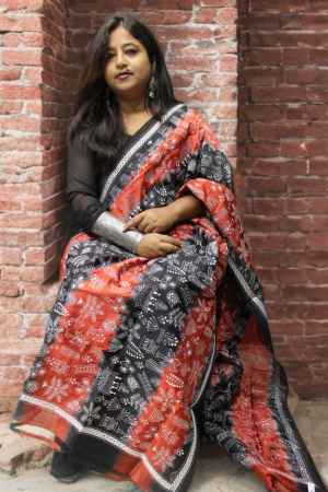 Kantha Folk Dupatta on Silk