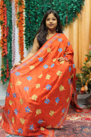 Kantha Dupatta on Silk
